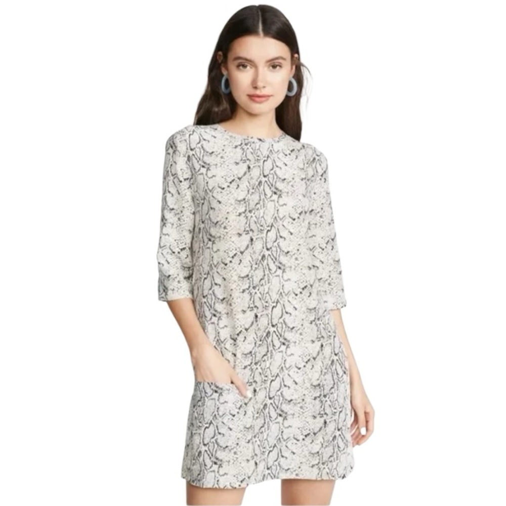 EQUIPMENT Femme Aubrey Dress Silk Snake Skin‎ Animal Print Pockets Size L Mini